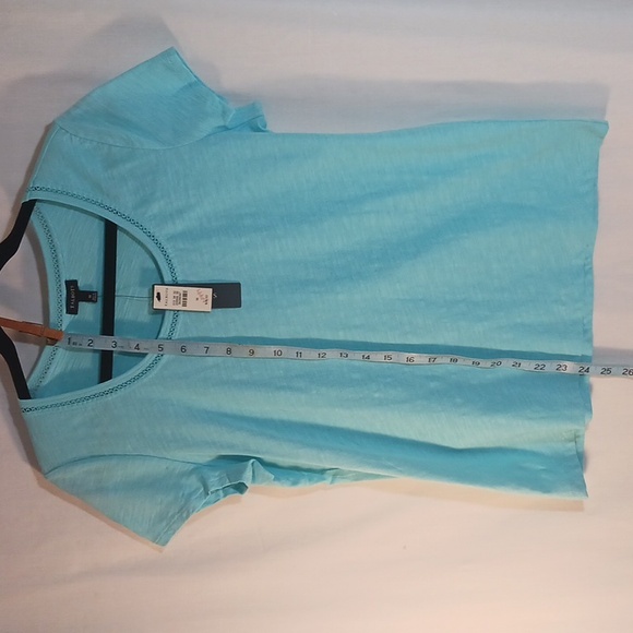 💥Women's NWT Talbots Sz M, aqua, scoop neck summer Tee  100% cotton - Picture 7 of 7